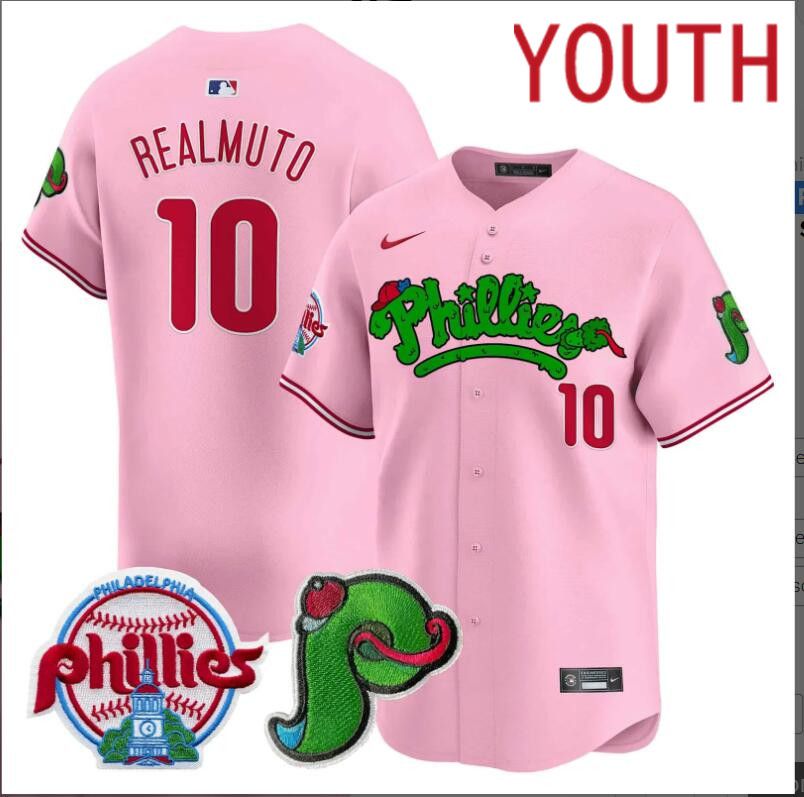 Youth  Philadelphia Phillies #10 Realmuto pink Limited 2024 MLB Nike jersey